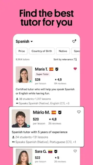 Preply: Language lessons screenshot 2